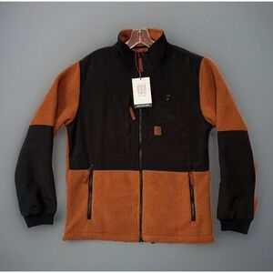 Topo Designs Jacket Mens XL Brick Black Subalpine Fleece Zip Pockets Sherpa